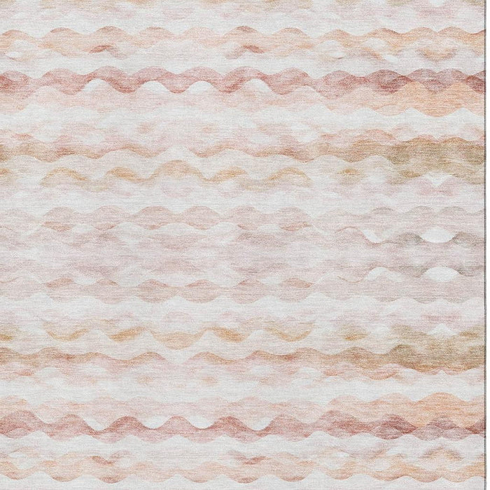 10' X 14' Geometric Washable Area Rug With UV Protection - Peach