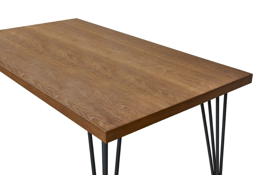 63" Wood And Metal Dining Table - Brown