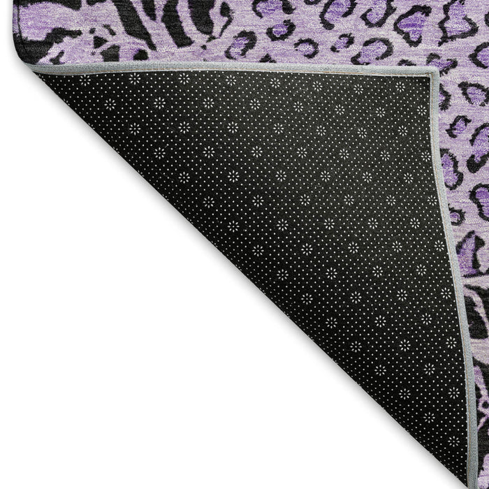 10' X 14' Animal Print Washable Area Rug With UV Protection (692058) - Purple / Black