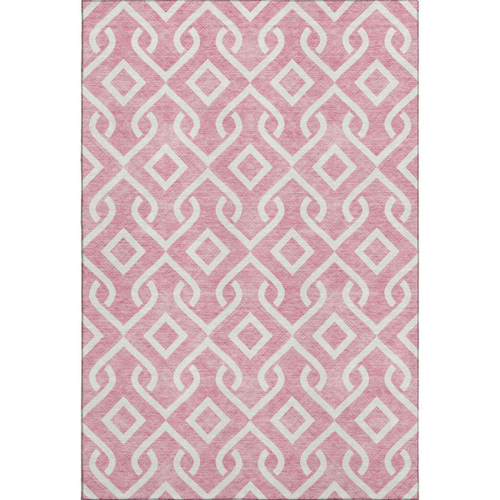 10' X 14' Geometric Washable Area Rug With UV Protection (652473) - Blush / Ivory