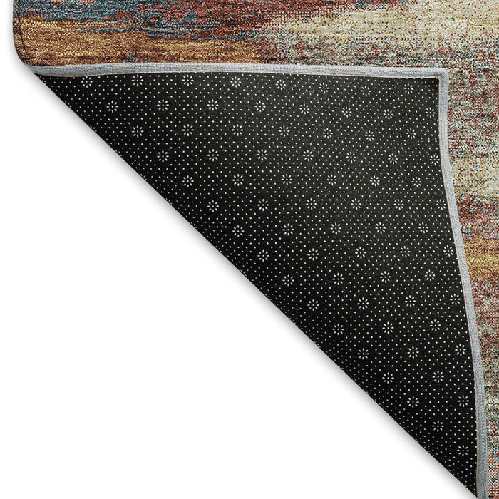 10' X 14' Abstract Washable Area Rug With UV Protection (675042) - Rust / Green / Gold
