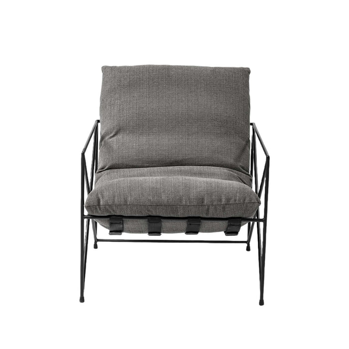 Linen Lounge Chair - Gray And Black