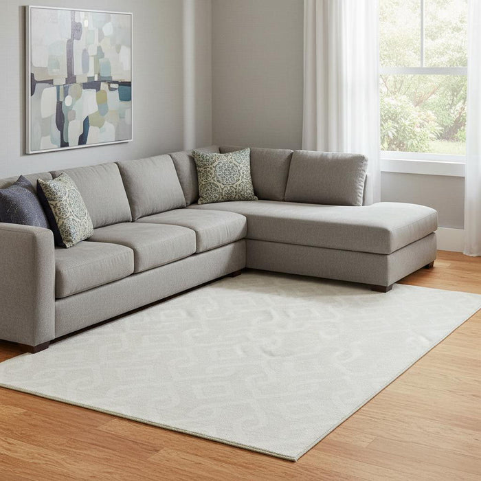 10' X 14' Geometric Washable Area Rug With UV Protection (652521) - Ivory / Beige