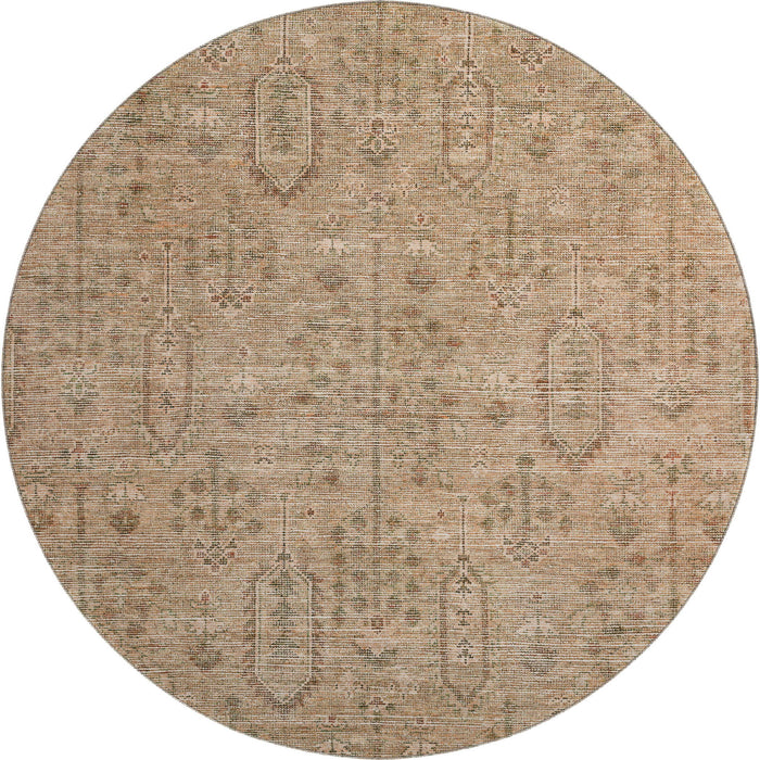 8' Southwestern Washable Round Rug With UV Protection - Terra Cotta And Copper