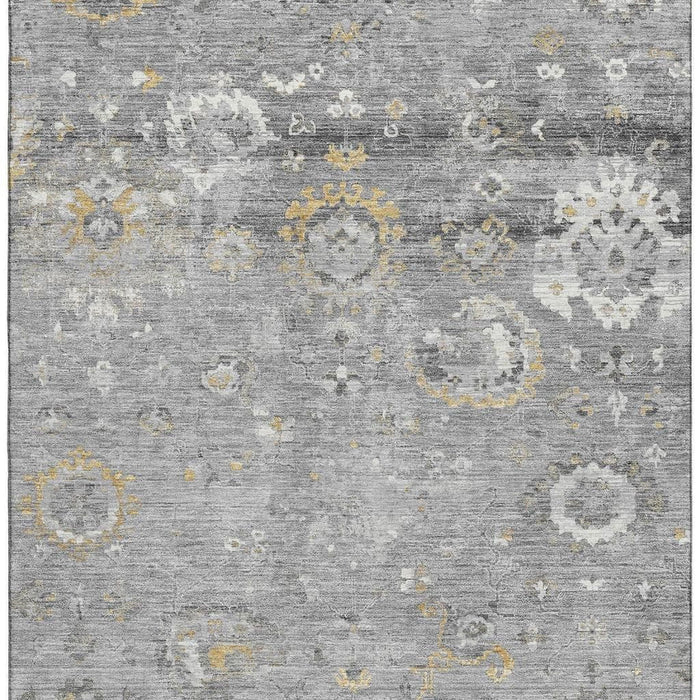 10' X 14' Oriental Washable Area Rug With UV Protection (693270) - Gray / Gold / Ivory