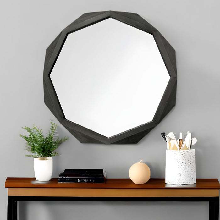 41" Octagon Frame Wall Mirror - Black