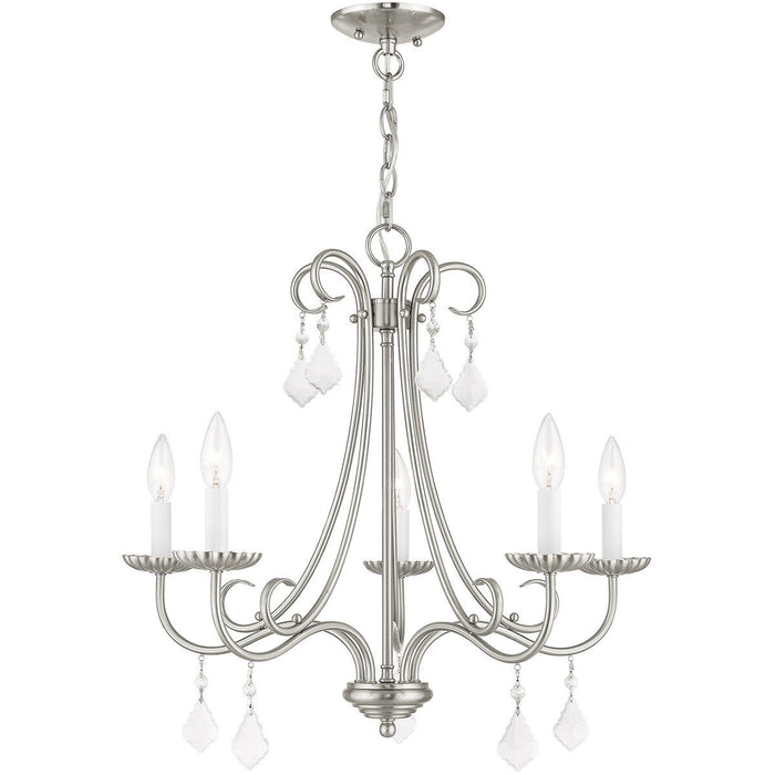 22" Five-Light Dimmable Chandelier With Shades - Nickel