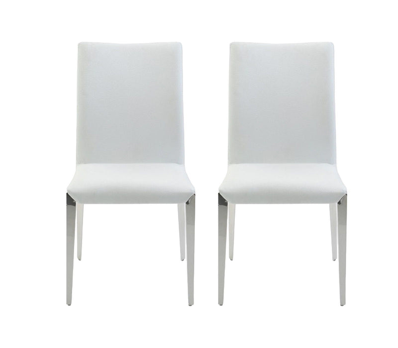 Faux Leather Dining Side Chairs Without Arms (Set of 2) - White