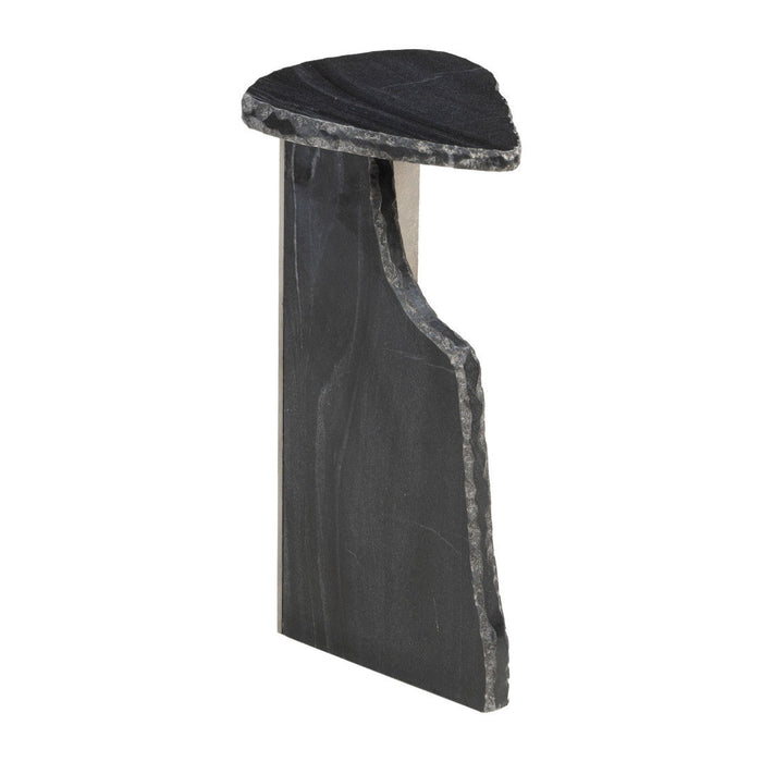 24" Marble Pedestal End Table - Black