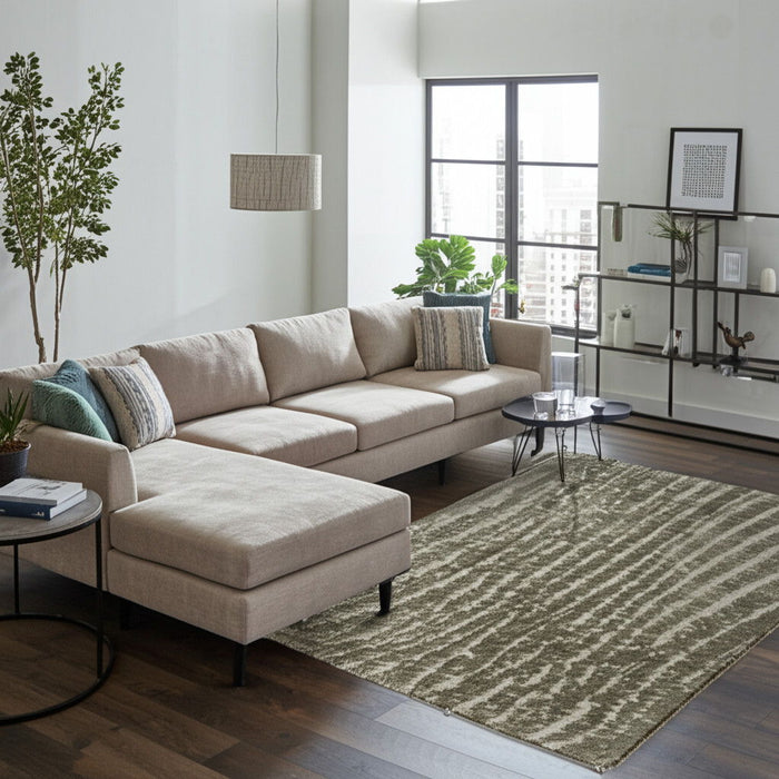 10' X 13' Abstract Area Rug - Green And Tan