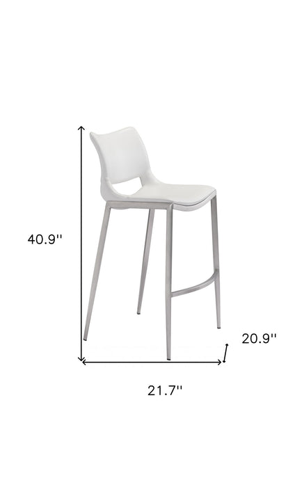 29" Steel Low Back Bar Height Bar Chairs (Set of 2) - White And Silver