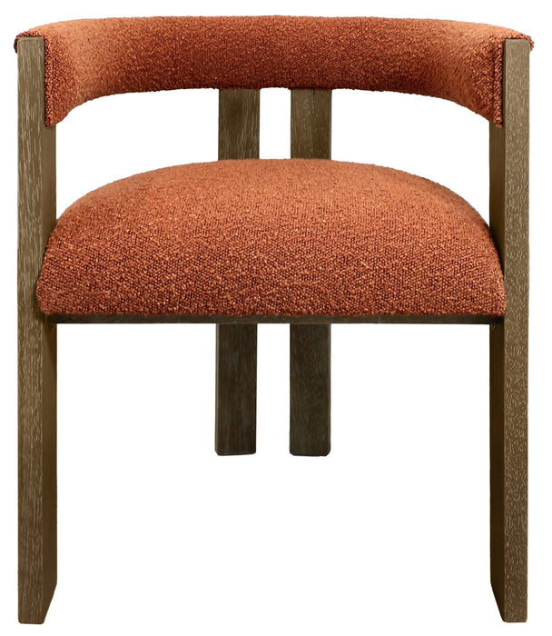 Upholstered Boucle Open Back Dining Arm Chair - Burnt Orange