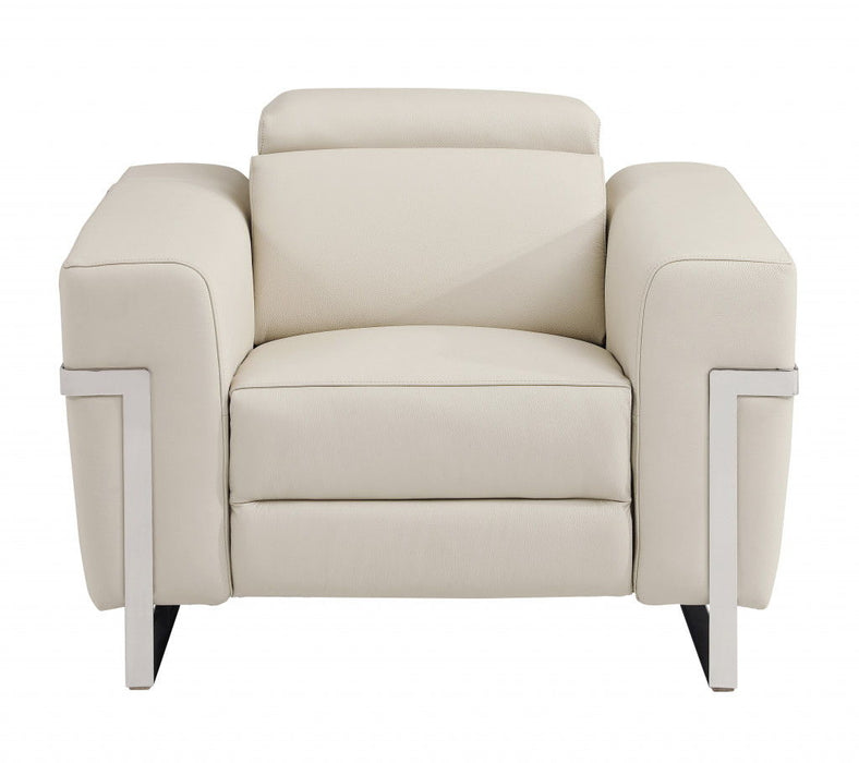 Leather Power Recliner Chair - Beige