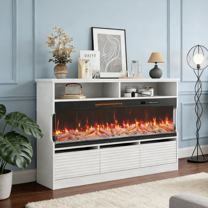 Wood Fireplace Entertainment Center With Fireplace (723792) - White