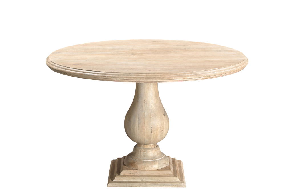 48" Solid Wood Pedestal Base Round Top Dining Room Table - Natural