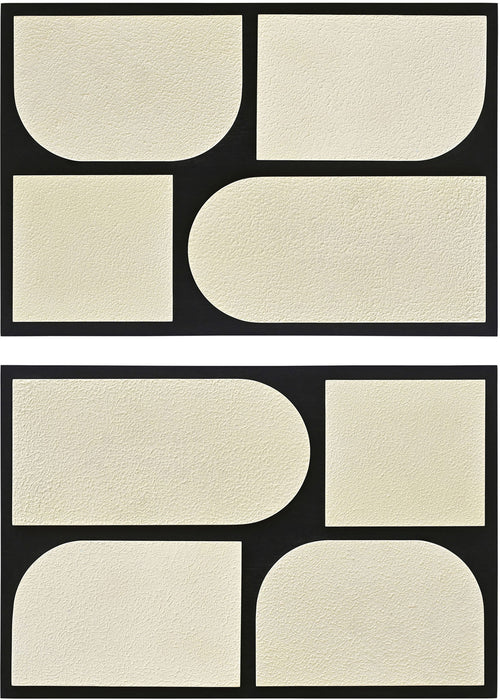 Mango wood wall decor by Meridian Furniture featuring two-piece wall art with intricate carved patterns for stylish home decoration.