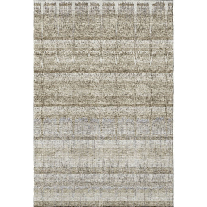 10' X 14' Striped Washable Area Rug With UV Protection (652869) - Taupe / Gray / Beige