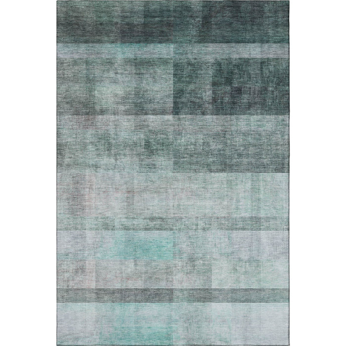 9' X 12' Abstract Washable Area Rug With UV Protection (649659) - Teal / Ivory