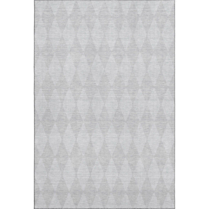 10' X 14' Diamond Washable Area Rug With UV Protection (650104) - Pewter / Ivory