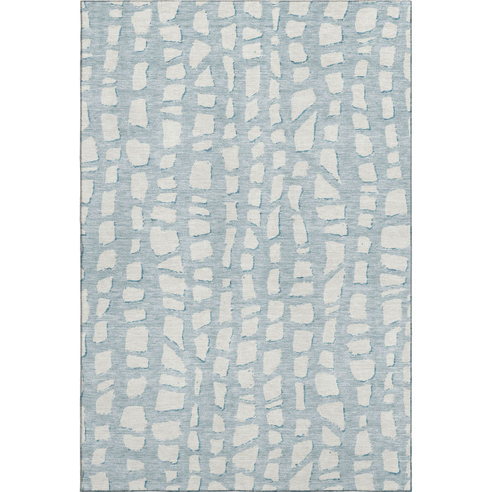 10' X 14' Cobblestone Washable Area Rug With UV Protection - Sky Blue And Ivory