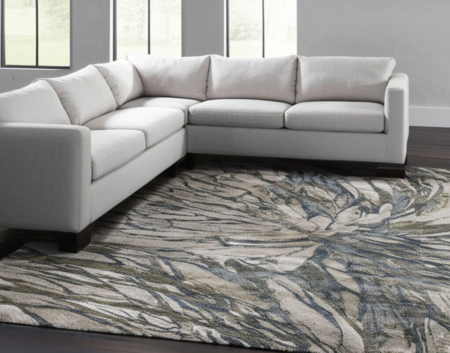 7' X 10' Abstract Polypropylene Blend Area Rug - Gray