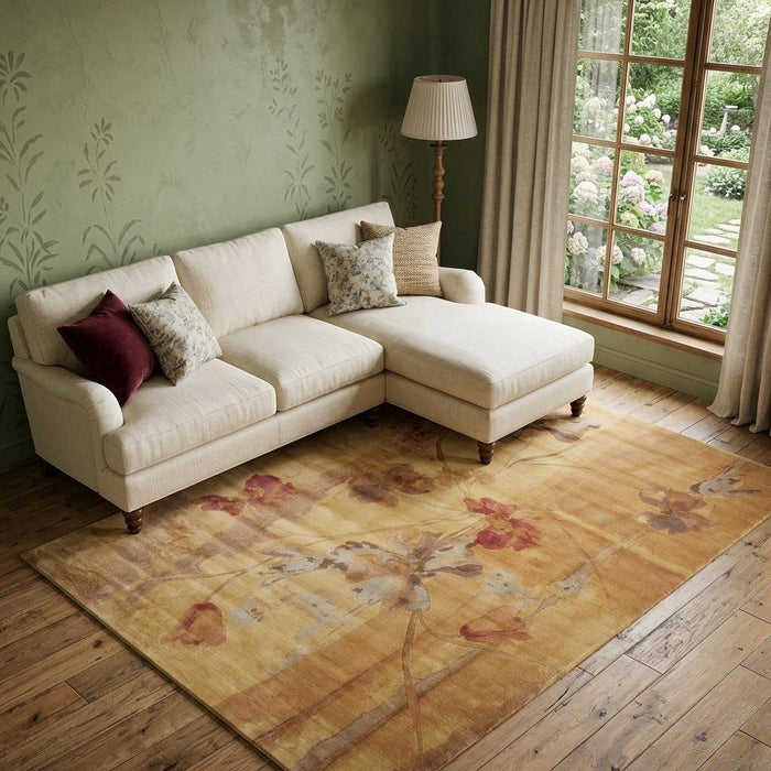 8' X 11' Floral Area Rug (556133) - Beige / Red / Orange