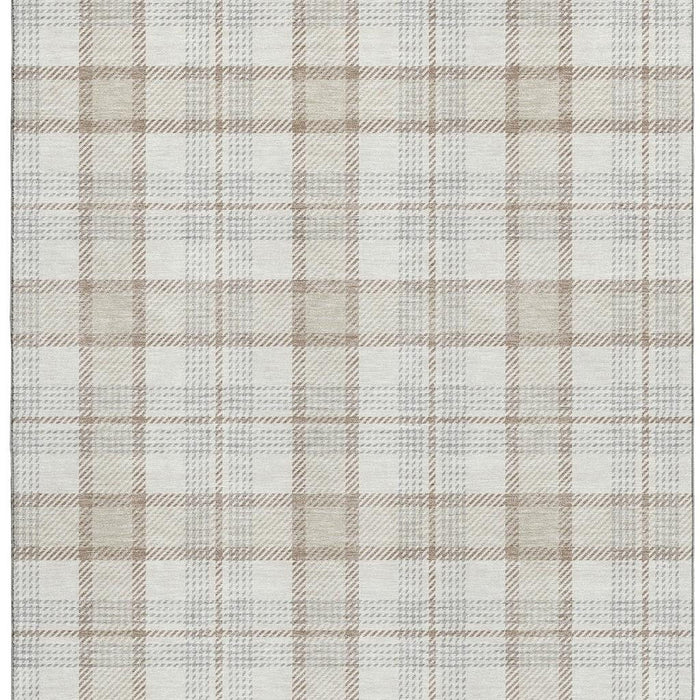 10' X 14' Plaid Washable Area Rug With UV Protection (682481) - Linen / Beige / Gray