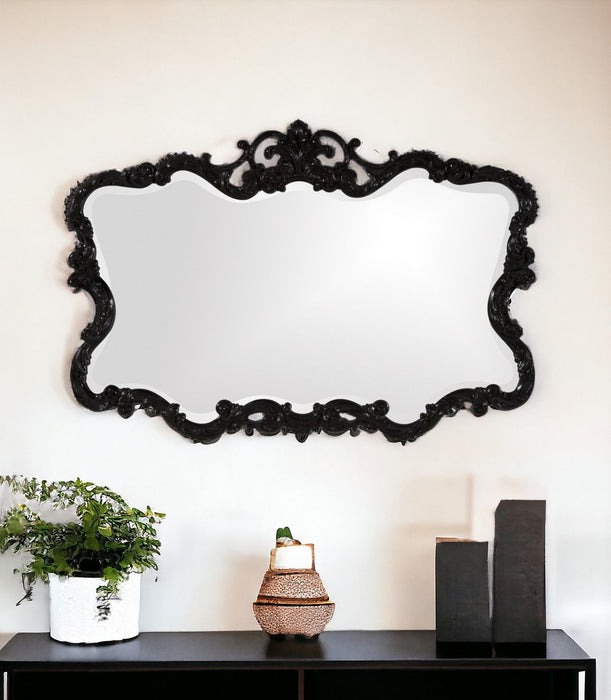 27" Ornate Scroll Framed Accent Mirror - Black