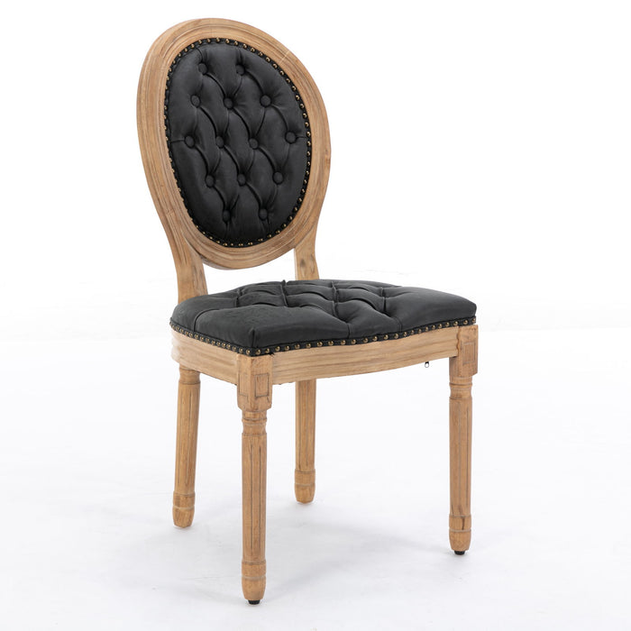 Giga French style dining chair set with solid wood frame, nailhead trim, wood legs, and antique painting-inspired design