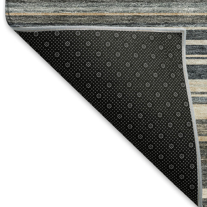 10' X 14' Striped Washable Area Rug With UV Protection (677339) - Taupe / Beige / Gray