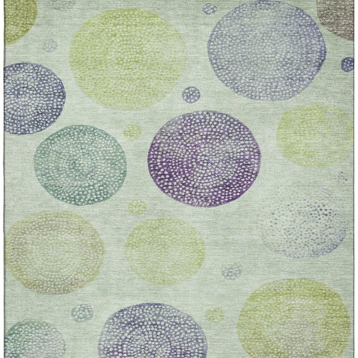 10' X 14' Geometric Washable Area Rug With UV Protection (707353) - Artichoke Green / Purple