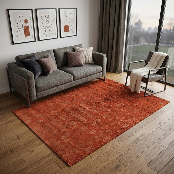5' X 8' Animal Print Hand Knotted Area Rug (744153) - Red / Orange