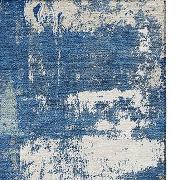 10' X 14' Abstract Washable Area Rug With UV Protection (710106) - Navy Blue / Ivory