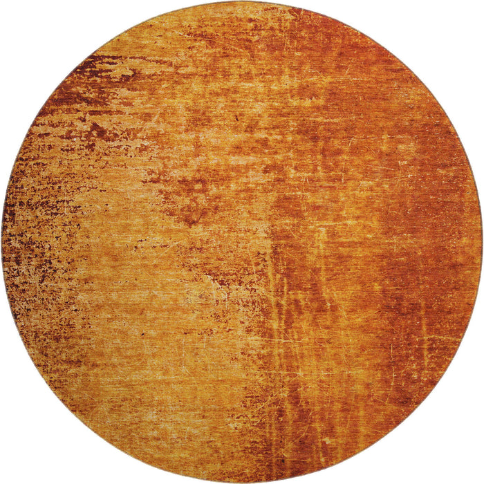8' Abstract Washable Round Rug With UV Protection (648823) - Rust / Gray