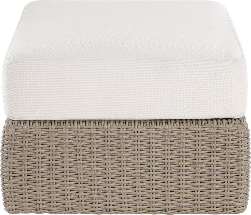Seacrest - Olefin Water Resistant Fabric And Wicker Outdoor Patio Ottoman/Coffee Table