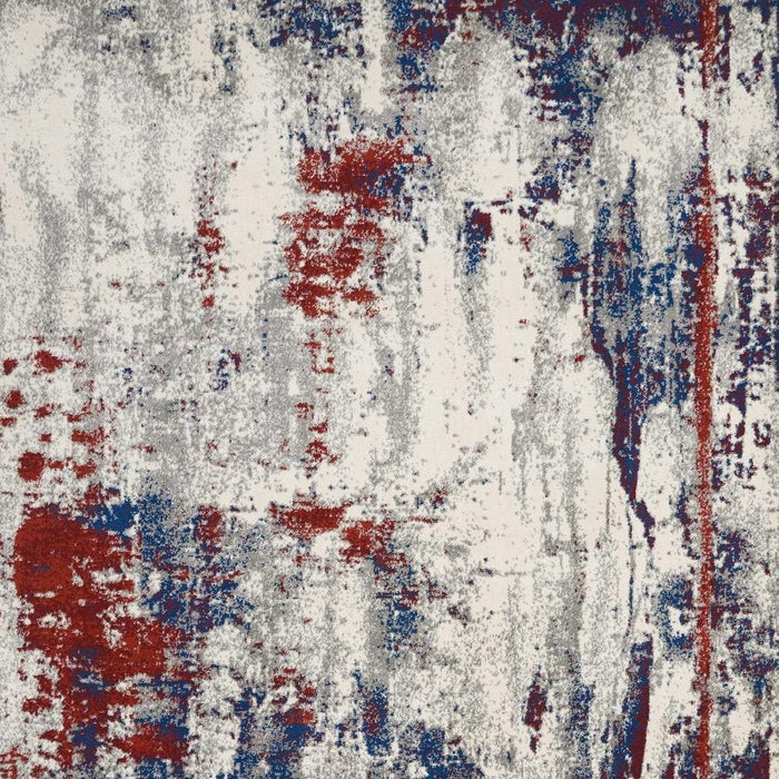 8' X 11' Abstract Non Skid Area Rug - Ivory And Blue