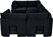 Meridian Furniture Hammond velvet performance fabric U-shaped sectional with six upholstered stationary sofa pieces, modern and plush.