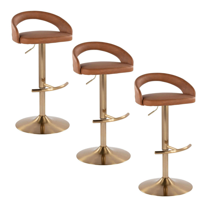 Grotto - Upholstered Adjustable Barstool - Gold Metal Base