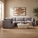 Meridian Furniture Hammond velvet performance fabric sectional sofa with four upholstered stationary sections in a modern living room setting