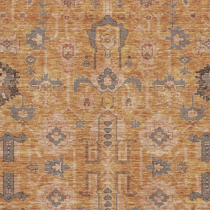 10' X 14' Oriental Washable Area Rug With UV Protection (656693) - Terra Cotta / Beige / Charcoal