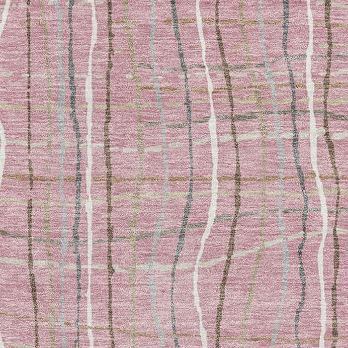 10' X 14' Striped Washable Area Rug With UV Protection (678580) - Pink / Ivory / Gray