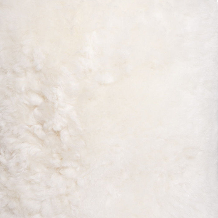 Short Hair Sheepskin Stump Pouf - White
