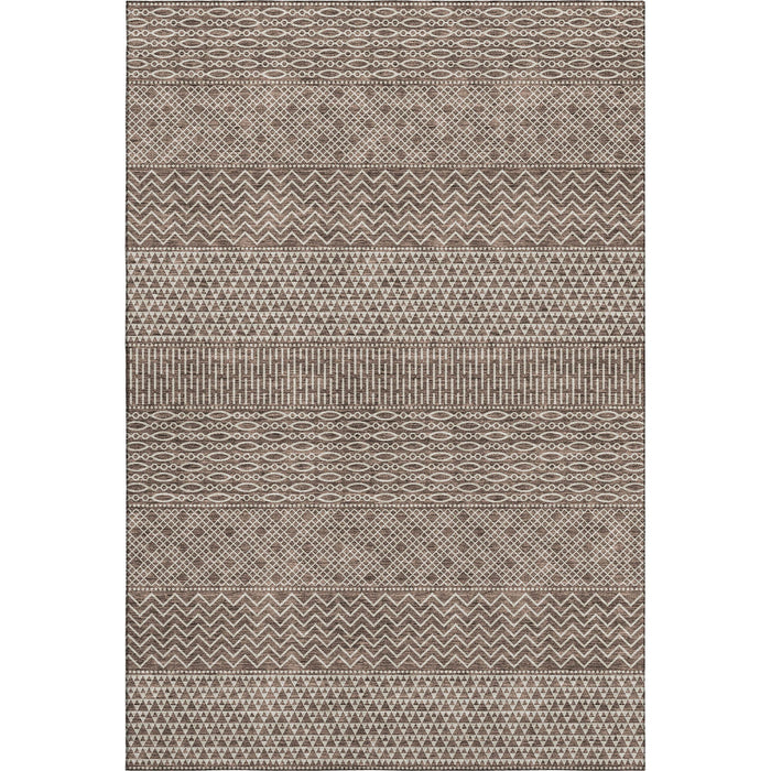 10' X 14' Striped Washable Area Rug With UV Protection (674772) - Brown / Beige