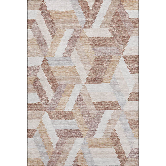 10' X 14' Geometric Washable Area Rug With UV Protection (692448) - Copper / Ivory / Gray
