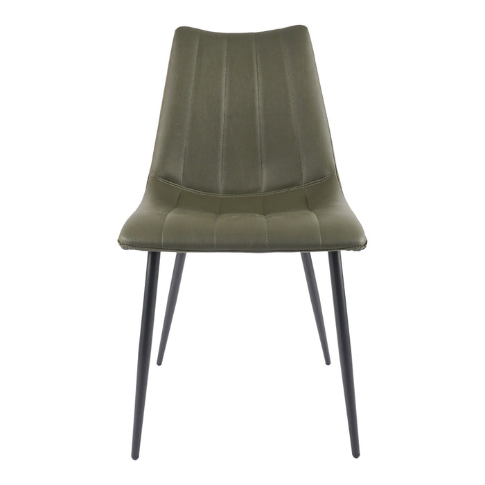 Upholstered Faux Leather Dining Side Chairs (Set of 2) - Dark Green