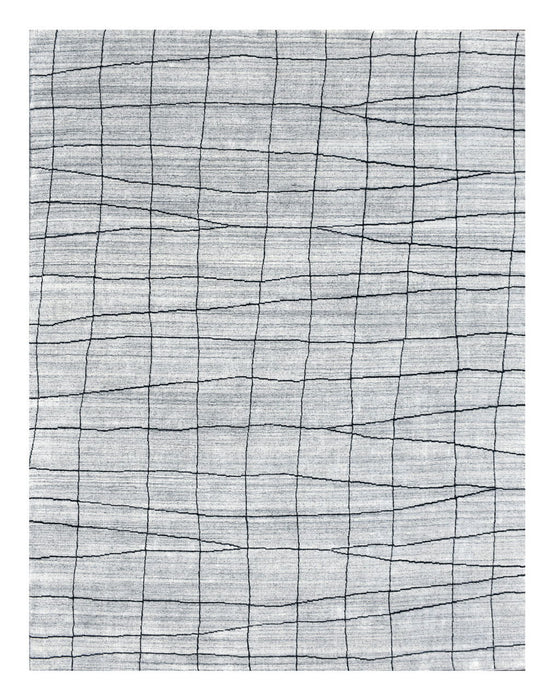 8' x 10' Wool Abstract Geometric Hand Loomed Area Rug - Gray And Black