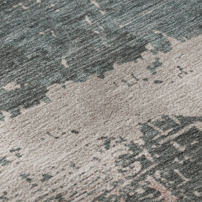 10' X 14' Abstract Washable Area Rug With UV Protection (701075) - Coral / Pink / Gray