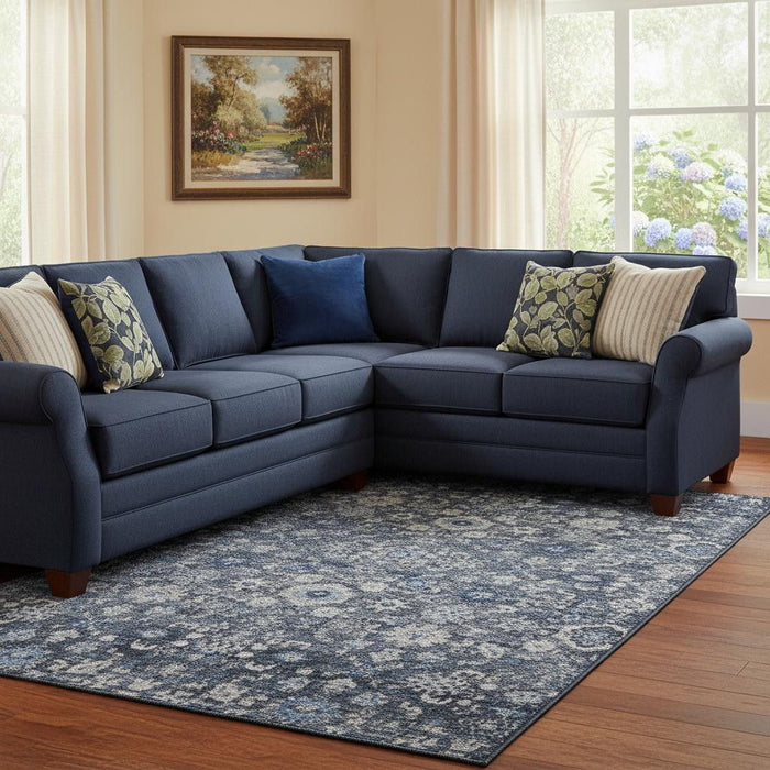 10' X 14' Oriental Washable Area Rug With UV Protection (653761) - Blue / Ivory