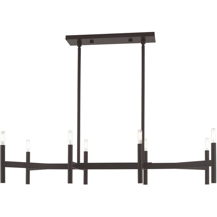 19" Eight Light Dimmable Chandelier With Shades - Bronze