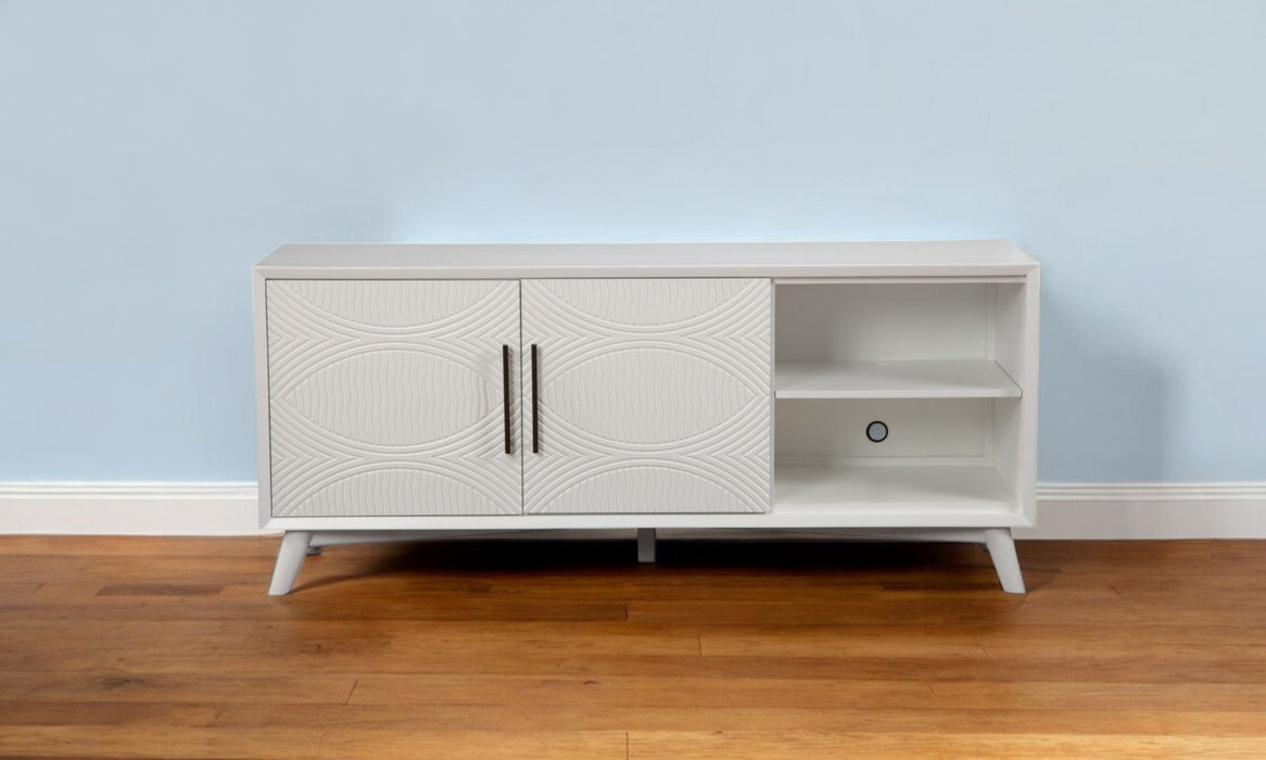 Mahogany Solids & Veneer Open Shelving TV Stand - White